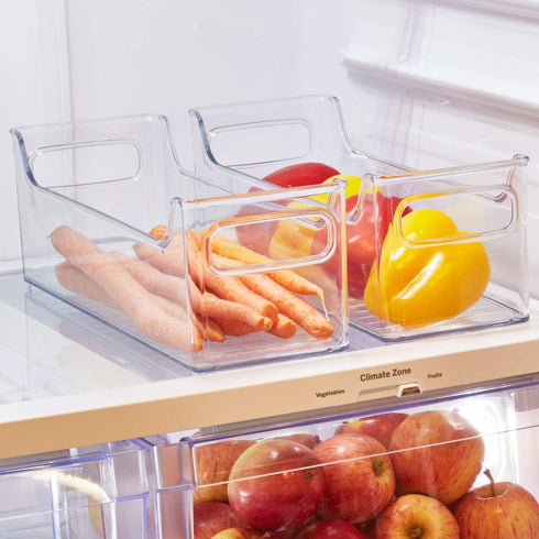 iDesign Plastic Organizer Bin with Easy Grip Handles, 14.5" x 5" x 5", Set of 2, Clear, 2 Count