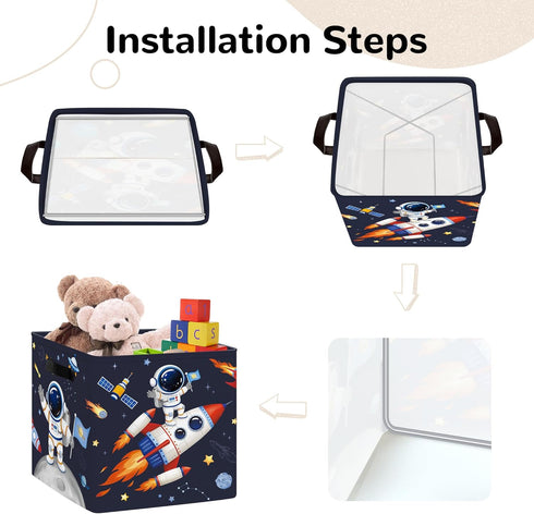 3 Closet 11.8x11.8x11.8 Clastyle pcs Cosmic Space Cube Storage Unit Bin with Metal Frame Stars Kallax Box for Shelves