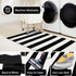 KOZYFLY Black and White Striped Area Rug 27.5x43 Inches, Cotton Washable Indoor Outdoor Doormat for Kitchen Entryway