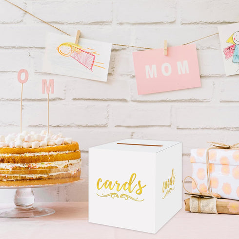 White Card Box Cardboard Card Box for Birthday Bridal & Baby Shower Graduation Funeral Envelope Box for Party Gold Card Box with Slot Wedding Money Box Raffle Box by sunepany