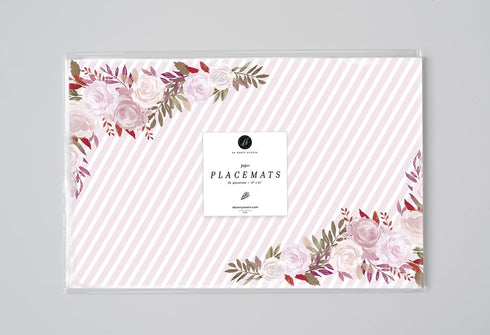 DB Party Studio 25 Pack Paper Place Mats, 17" x 11" Disposable for Bridal Shower, Graduation, Birthday & Easy Cleanup