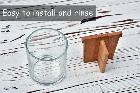 onsogi Countertop, Countertops 1 Pack Glass Toothbrush and Toothpaste Holder with Bamboo Divider for Bathroom
