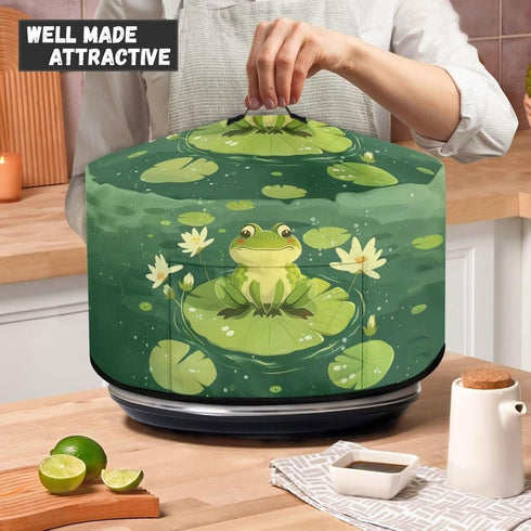 Green Dust Covers for Kitchen Appliances, Frog Lotus Leaf Crock Pot Cover, Dustproof Kitchen Decor Accessories