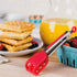 Mini Easy-Grip Waffle Tongs Holder, Non-Slip Handle, Red (1pc Waffle Tongs)