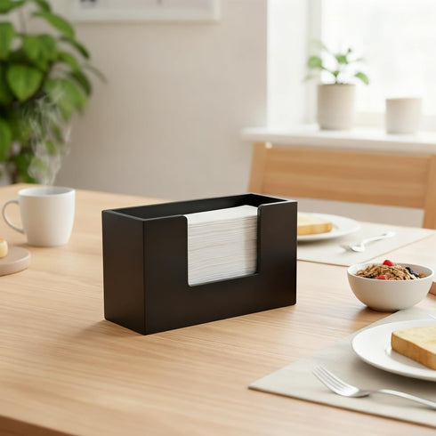 Black Pine Wood Paper Towel Dispenser, Wooden Napkin Holder, Paper Towel Holder for Bathroom, Kithchen, and Office