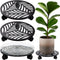 2 Packs Large Metal Plant Caddy with PU Wheels 12" Heavy-Duty Wrought