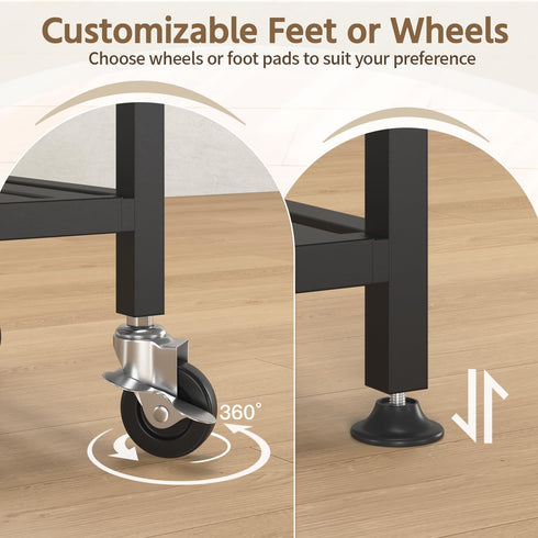2 LASZOLA Tier Black Metal Plant Stand Indoor Outdoor with Wheel for Large Planter, Modern Heavy Duty Tall Rolling Rack