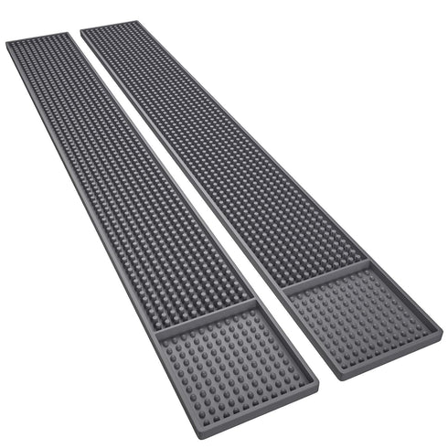 Noverlife 2PCS Bar Mats for Countertop, 24x3in Flexible Spill Mats, Non-Slip Gray Rubber Cocktail Mats for Kitchen