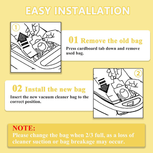 Vacuum Bags Replacement for Kenmore Canister C/Q 50555 50557 50558, Premium Dust Bag, 36 Pack