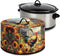 Slow Cooker Dust Cover with Oval Rooster Sunflowers Print, Fits 6-8 Quart Slow Cooker, Pocket Included