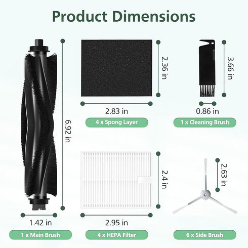 L60 12 Pack Replacement Parts for Eufy L60/L60 SES/L50/L50 SES Series Robotic Vacuum Cleaners