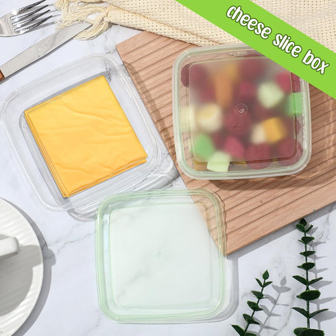 Uiifan 3 Pcs Sliced Cheese Container for Fridge, Clear Plastic Cheese Box with Lids, Airtight Cheese Storage for