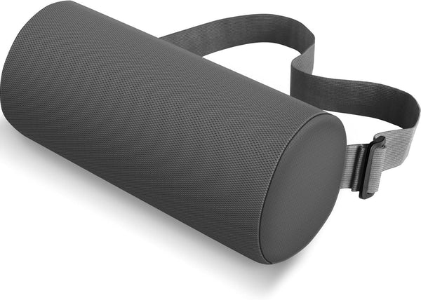 Lumbar Roll Support Pillow for Office Chair, Car, Gaming Chair, Memory Foam Back Cushion for Back Pain Relief, Grey