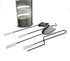 Mind Reader Fireplace Set with Stand - 4 Pcs, Durable Steel, Brush, Shovel Scoop, Poker, Tongs, Silver