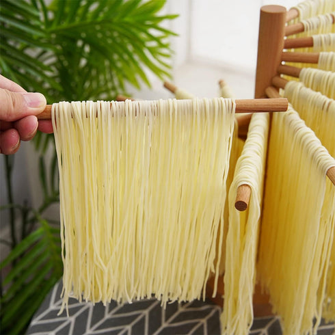 Valdus Wood Collapsible Homemade Household Noodle Dryer Rack Hanging Pasta Drying Rack for Home Kitchen