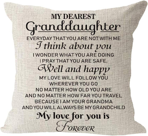 My Dearest Granddaughter Always Love You Gift - Cotton Linen Throw Pillow Case 18"x 18"