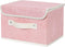 ANMINY Fabric Storage Bin with Lid, Rose Print Storage Box with PU Leather Handles, Washable PP Plastic, Pink, Small