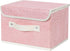 ANMINY Fabric Storage Bin with Lid, Rose Print Storage Box with PU Leather Handles, Washable PP Plastic, Pink, Small