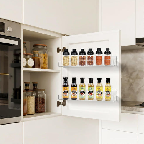CRAFTIFANO 15 inch 6 Clear Acrylic Spice Rack Wall Mounted Floating Shelf with Removable End Guards for Kitchen Cabinet