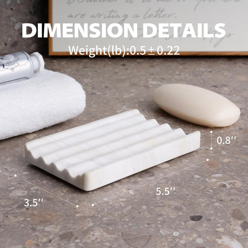 2 Countertop, Pcs Soap Holder for Bathroom, Marble Soap Dish for Kitchen Soap Tray Draining with Creative Wavy Design