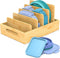 Retro Shaw Bamboo Food Container Lid Organizer with Adjustable Dividers for Cabinet,