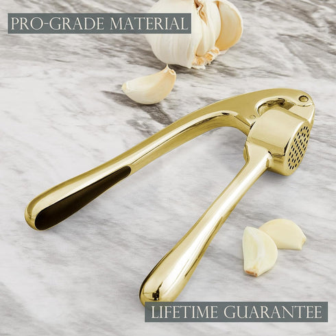 Set, Kitessensu High Effective Premium Garlic Press With Silicone Garlic Peeler & Brush, Heavy Duty Garlic Mincer, Easy