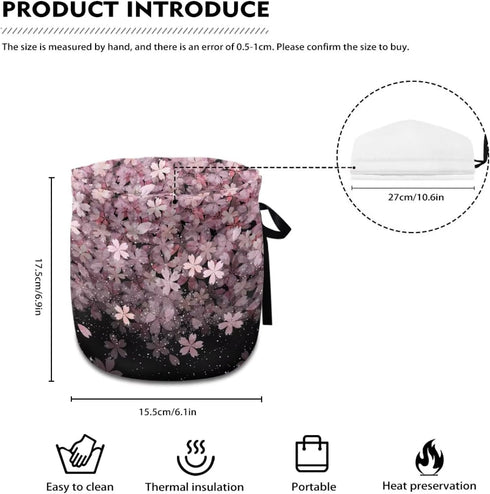 Pink Cherry Blossom Print Cotton Tea Cozy for Teapots, Insulated Kettle Cover for Home Kitchen Decor