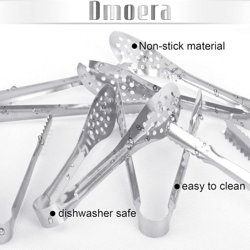12 Pack Premium Small Serving Tongs - Dmoera Mini Stainless Steel Appetizer Tongs, 5Inch, 5.2Inch (12.7cm)