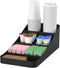 Mind Reader Cup and Condiment Station, Countertop Organizer for Coffee Bar, 7.25"L x 15.5"W x 5.25"H (Black)