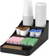 Mind Reader Cup and Condiment Station, Countertop Organizer for Coffee Bar, 7.25"L x 15.5"W x 5.25"H (Black)