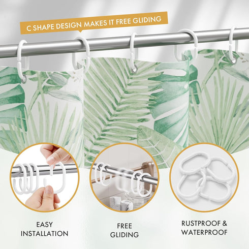 Amazer White Shower Curtain Hooks, 24 Pcs Plastic Rings for Bathroom Shower Rod, Loops for Shower Curtain