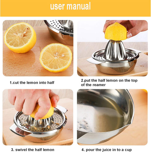 Wingwa Stainless Steel Lemon Squeezer Citrus Juicer Handheld Press Orange Juice Squeezing Tool with Bowl Storage