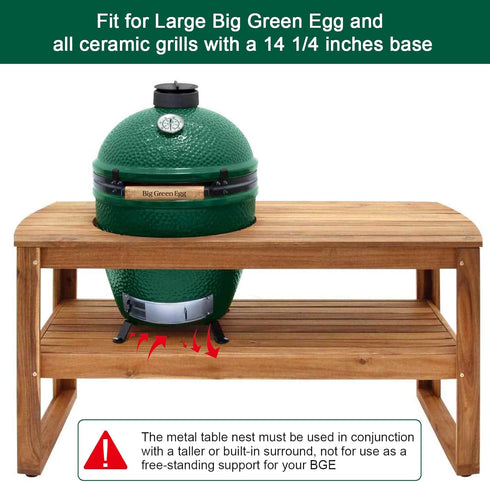 Grill Stand Table Nest for Large Big Green Egg, Big Green Egg Accessories Kamado Grill Table Nest Stand