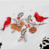 Embroidered Christmas Red Cardinals and Pine Cones Table Topper, Small Tablecloth (33 Inch Square)