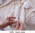 Beige Handmade Crochet Cotton Table Runner, Lace Doilies Oval Dresser Scarves, 11.8 by 35 Inches