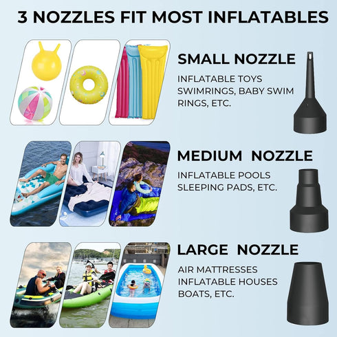3 Nozzles, 110V-120V Quick-Fill Electric Air Pump with AC Portable Inflator Deflator for Inflatables Pool Float Toys