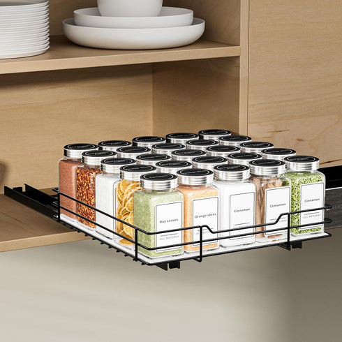 Pull Out Spice Rack, Slide Out Organizer for Kitchen and Pantry, Fits Spices, Sauces, Canned Food