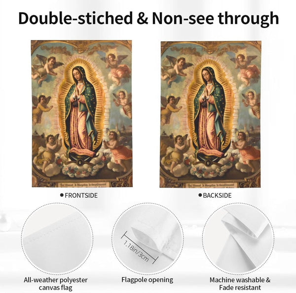 YISHOW Our Lady of Guadalupe Garden Flag - Double Sided Vertical Holy Mary Blessed Virgin Mary Outdoor Decor 12.5"X18"