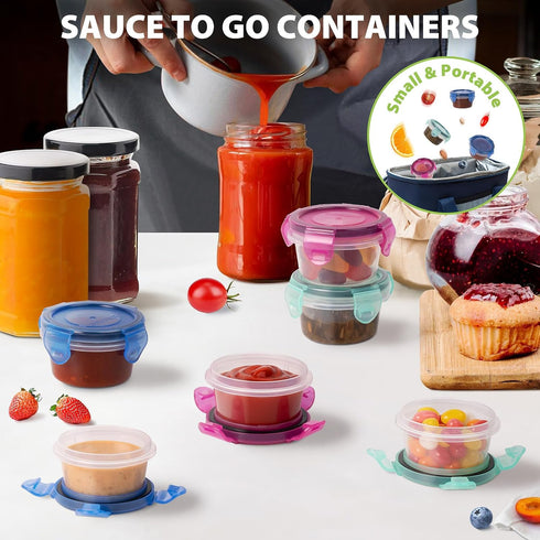 Freshmage Salad Dressing Container to Go, 6 Pack 2.7 oz Small Leakproof Condiment Containers