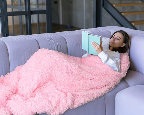 Cozy 60"x80" BENRON Baby Pink Throw Blankets, Soft Shaggy Plush Sherpa Blankets, Lightweight Fluffy Faux Fur Blankets