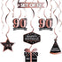 LINGTEER Happy 90th Birthday Decorations, 12 Pcs Black & Rose Gold Foil Swirls Streamer Set for Bday Party Gift