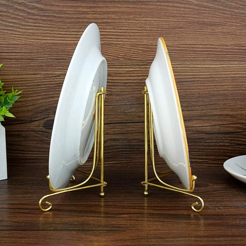Artliving 2 Pack 5 Inch Iron Display Stand, Gold Easel for Photos, Cookbooks, Decorative Plates, Tablets, and Art