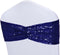 Poise3EHome Sequin Chair Sashes - Navy Blue Folding Chair Covers Bow for Wedding Party Reception Decorations, 10 PCS