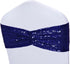 Poise3EHome Sequin Chair Sashes - Navy Blue Folding Chair Covers Bow for Wedding Party Reception Decorations, 10 PCS