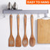 4-Piece 14" Large Wooden Utensils Set for Cooking, Non-Stick Slotted Spoon, Spatula, Mixing Spoons