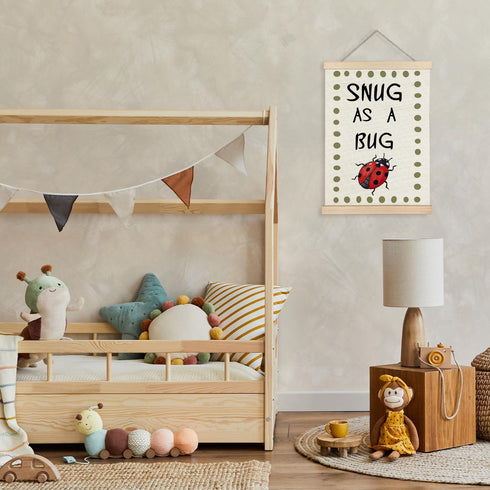 12x16 Inch YTRGI Snug as a Bug Nursery Wall Art Decor, Nursery Wall Decor, Cute Ladybug Insect Poster Hanger Frame