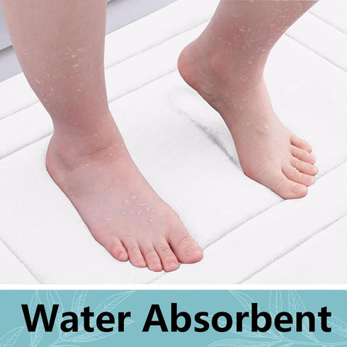 Arotive Memory Foam Bathroom Rug Mat 30x20, Ultra Soft Absorbent Bath Mat for Bathroom Floor, White