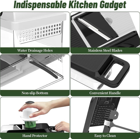 StoreHappily 12-in-1 7 Vegetable Chopper, Blades Veggie Chopper with Container and Lid, Dicer, Slicer, Multifunctional