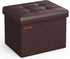 SONGMICS Small Folding Storage Ottoman, Foot Rest Stool, Cube Footrest, Synthetic Leather,