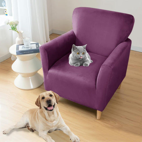 UNBBRRL 1-Piece Armchair Cover, Accent Chair Slipcover Stretch Velvet Non-Slip Mid Century Modern Accent Furniture
